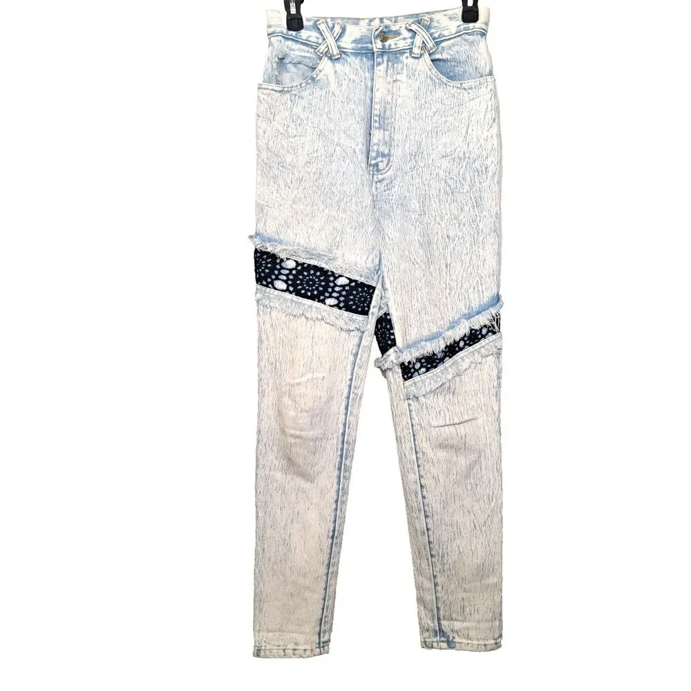 Vintage 90s Anti-Basic X Daily Jeans Size 9/10 Acid Wash Distressed High Rise - Picture 1 of 16